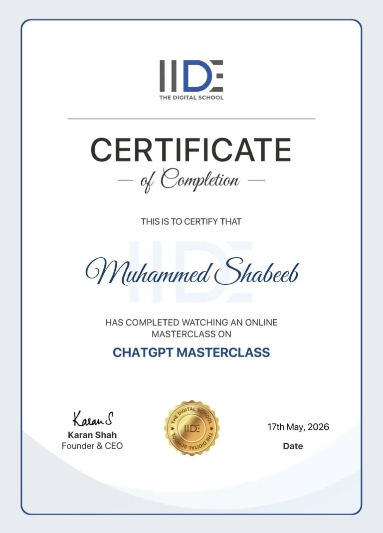 chatgpt certificate at my portfolio website